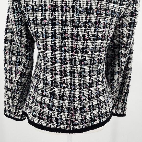 Giancarlo Ferrari Vtg Navy Blue White Plaid Tweed Edged Lined Blazer Jacket 8 - Picture 10 of 16